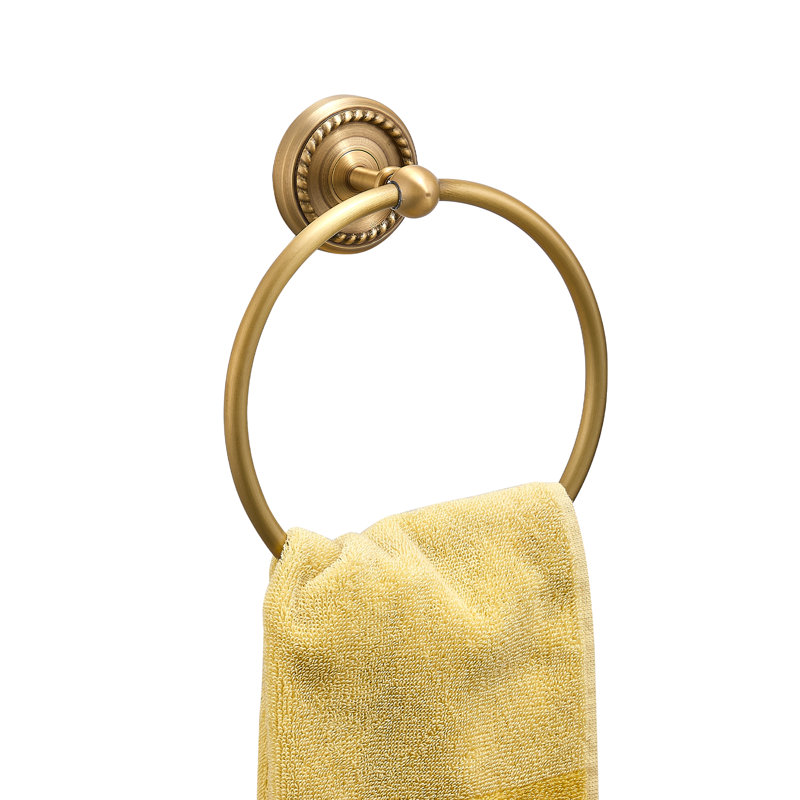 Porte-serviettes mural rond en laiton antique