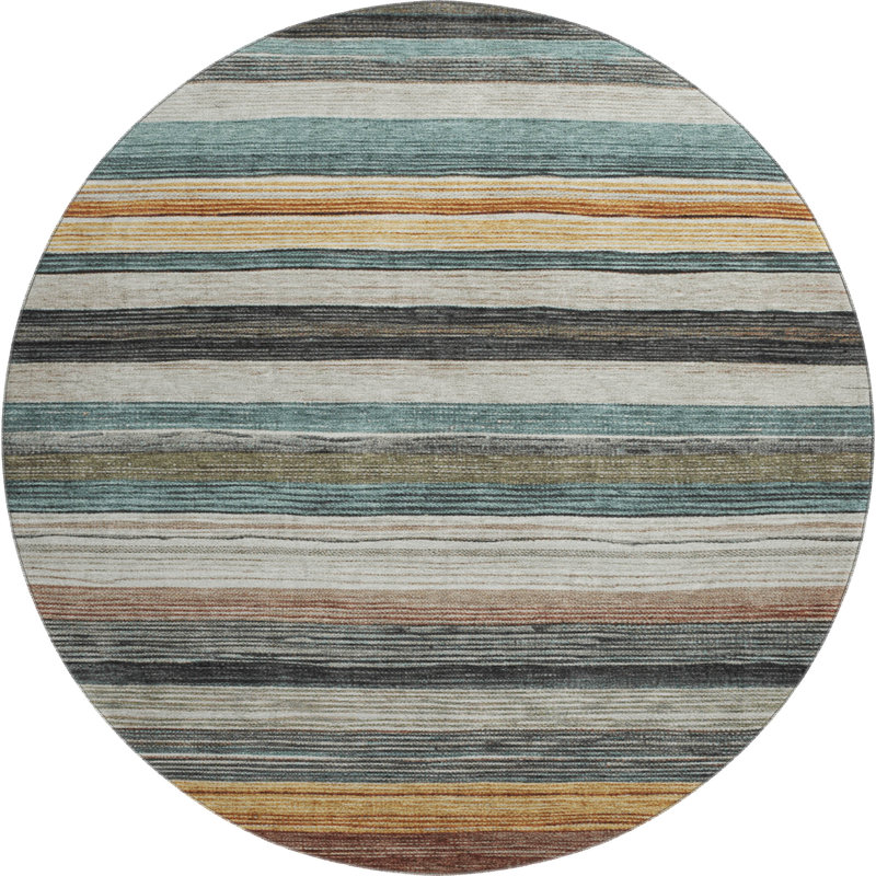 Premium Machine Washable Hedden AMF1703 Stripes Rug, Round 8'