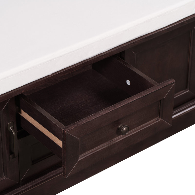 Storage Bench With 2 Drawers And 2 Cabinets, Espresso