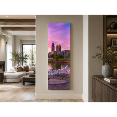 Cleveland Skyline River — Tall Canvas Wall Art