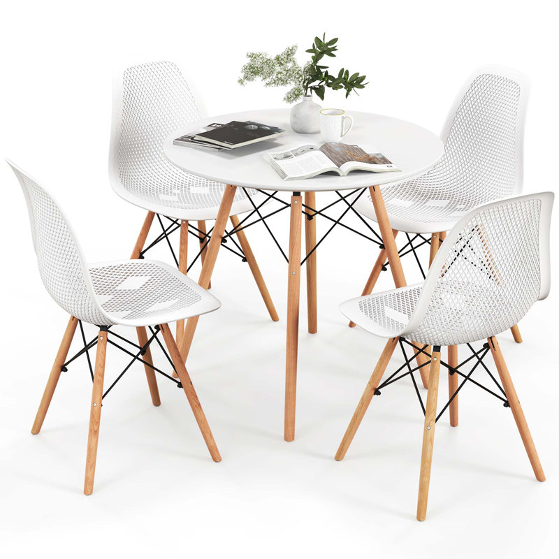 Kayshon 4 - Person Four Leg Dining Set, White