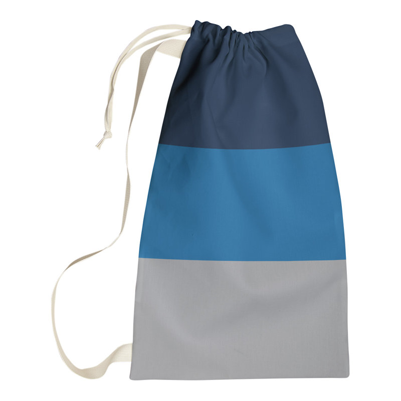 Fabric Laundry Bag with Handles, 36" H x 28" W x 1.5" D, Polar Night Blue/Aviator Blue/Silver