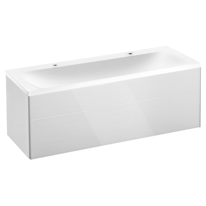 Keuco 500mm L x 350mm W White Cast Mineral Rectangular Sink, 3 Tap Holes, 130 x 3 x 49 mm