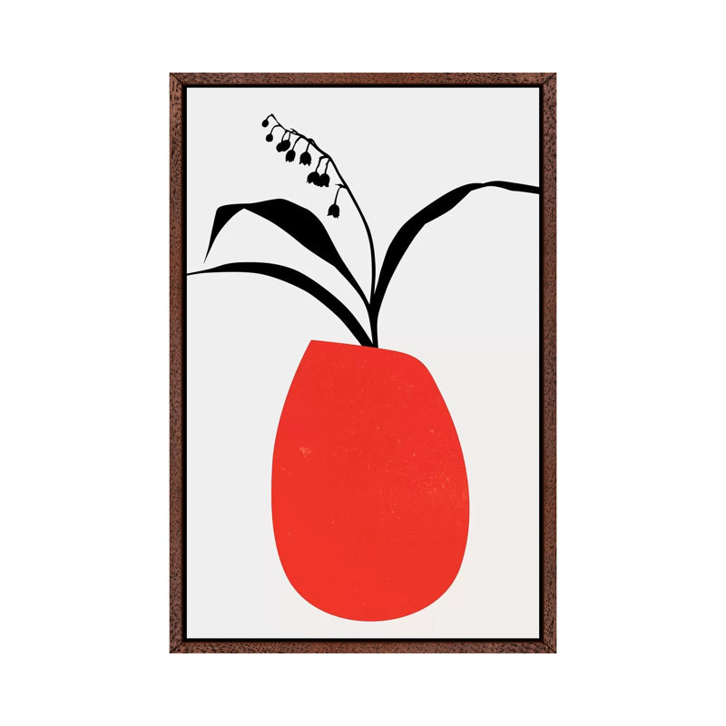 Water Lilies - Red 1 Piece Wall Art on Canvas, 101.6cm H x 66.04cm W x 3.81cm D, Classic Brown Wood Floater Framed