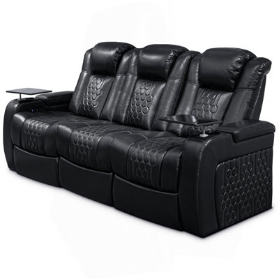 86.6"Power Recliner 3 PC Made WithTop-Grain Nappa,Fully Adjustable Relaxation,Smart Charging,Dynamic RGB LED Lighting