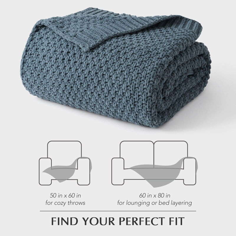 Jeté Chunky, Bleu orageux (détail)