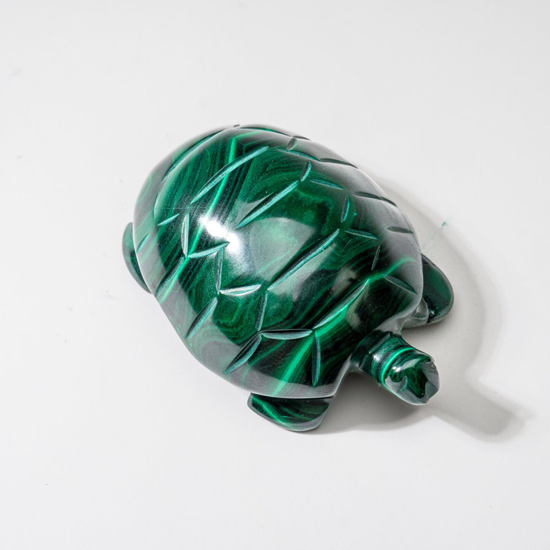 Genuine Polished Malachite Turtle Carving (335 grams)