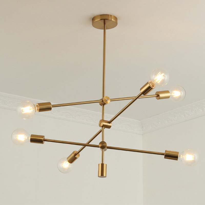Lustres linéaires modernes Spoutnik 6 lumières Betzabel, Or