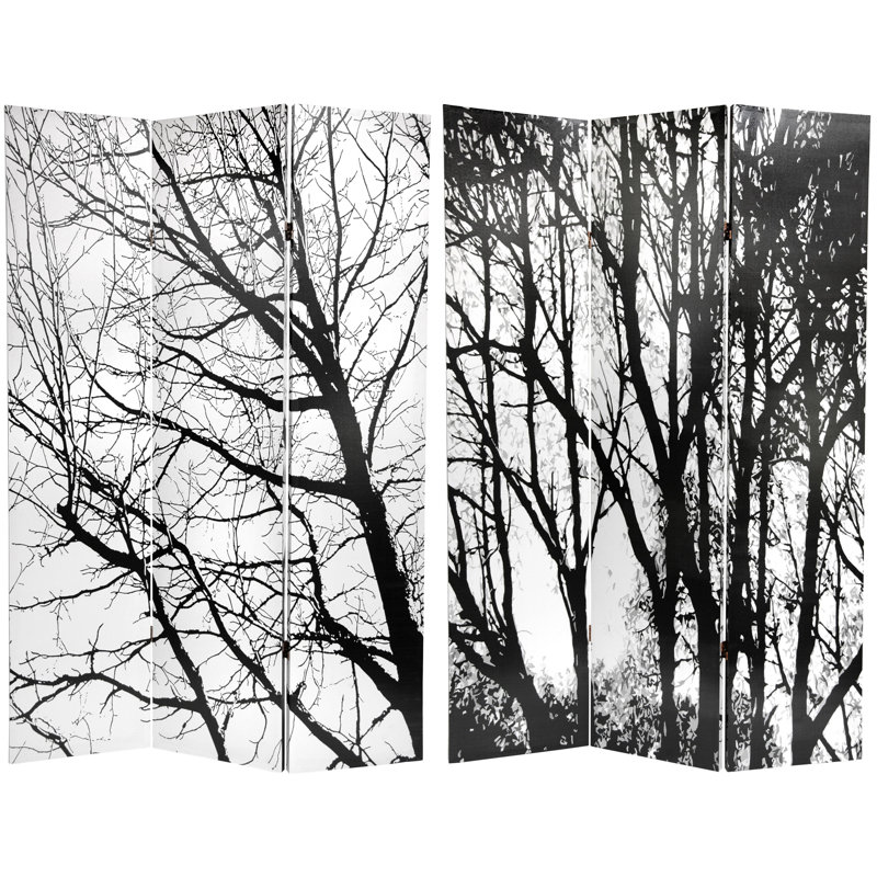 71" x 47.63" Trees 3 Panel Room Divider, Birch