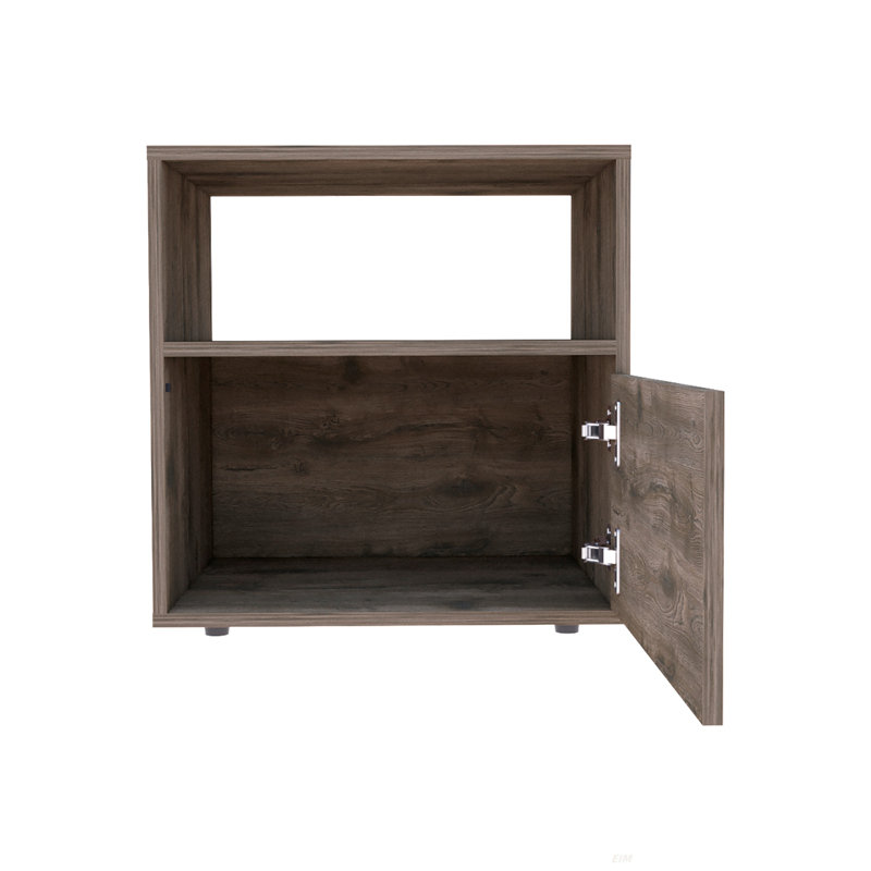 Table de chevet H 20 po, plateau supérieur, tablette ouverte, une armoire