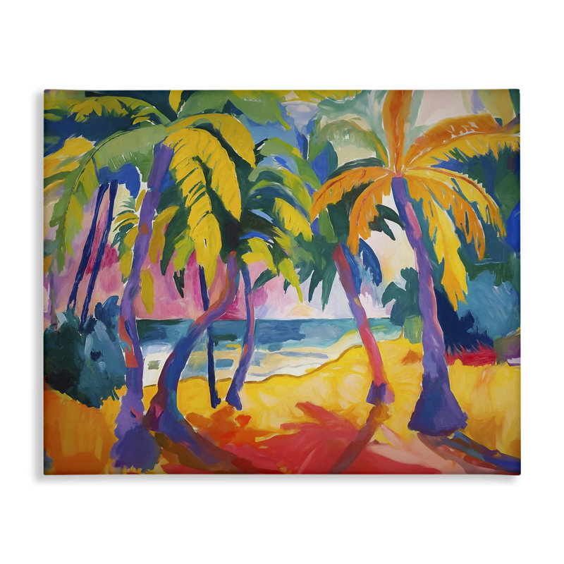 «Tropical Palm Paradise», art mural sur toile par Ramona Murdock, H 36 po x l 48 po