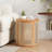 17.8"H Rubber Solid Wood Frame Rattan Grid Design Side Table, With Removable Rubber Solid Wood Panel Top End Table , Rustic Greenery Stand