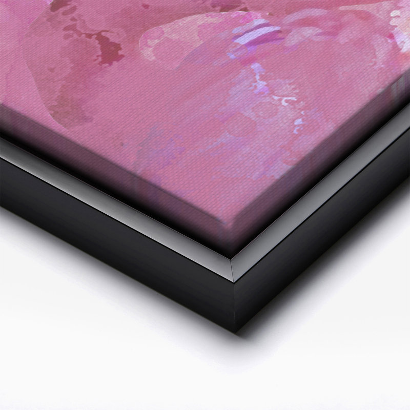 Flamant rose n ° 1, Cadre noir, Canevas, H 18 po x l 24 po