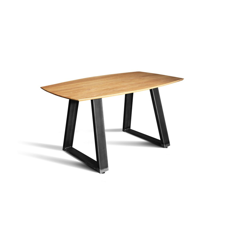 Mayodan Oak Solid Wood Top Metal Base Dining Table