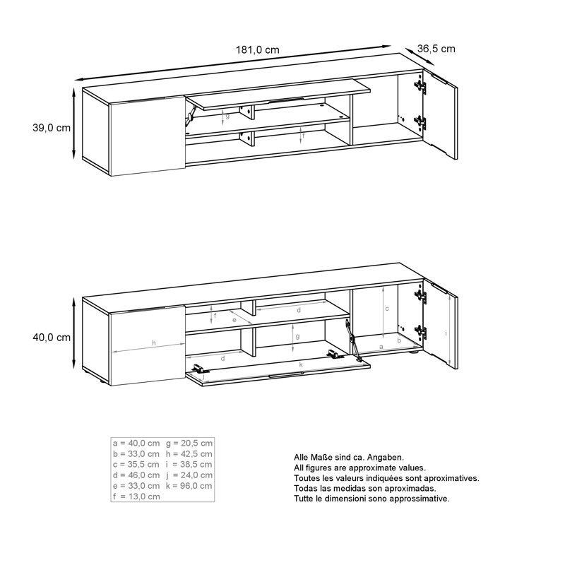 Mcalpine TV Stand for TVs up to 60", Anthracite/Petrol High Gloss