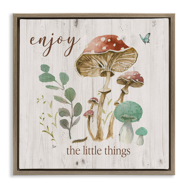 «Enjoy Little Things», art mural encadré flottant par Nan, Cadre flottant orme Montalcino, H 25 po x l 25 po
