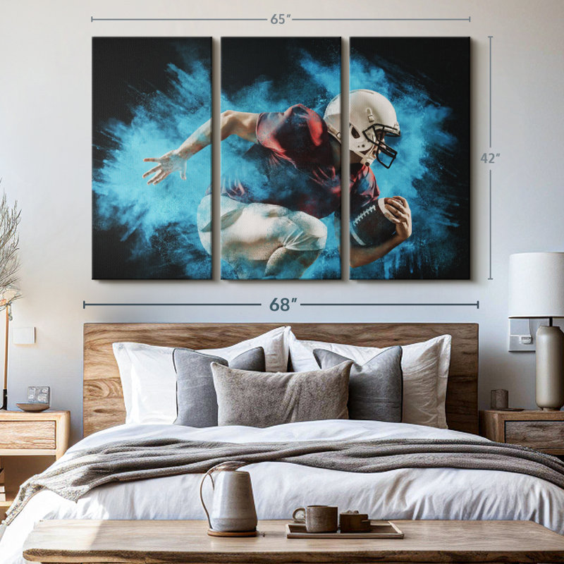 " NFL " 3 - Pieces on, 42" H x 65" W x 1.25" D