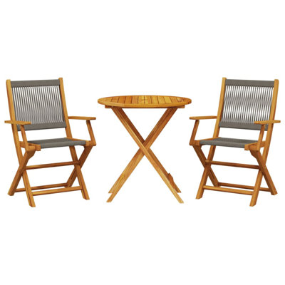 2 - Person Wood Patio Dining Set with Round Table