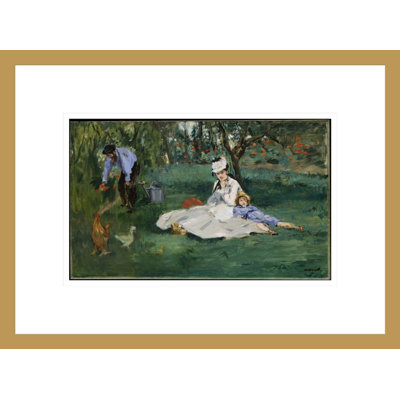 «The Monet Family in Leur Garden at Argenteuil» par Edward Manet, impression giclée encadrée