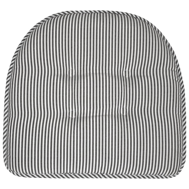 Pinstripe U Shaped Indoor Memory Foam 17" x 16" Chair Cushions, 12, Charcoal