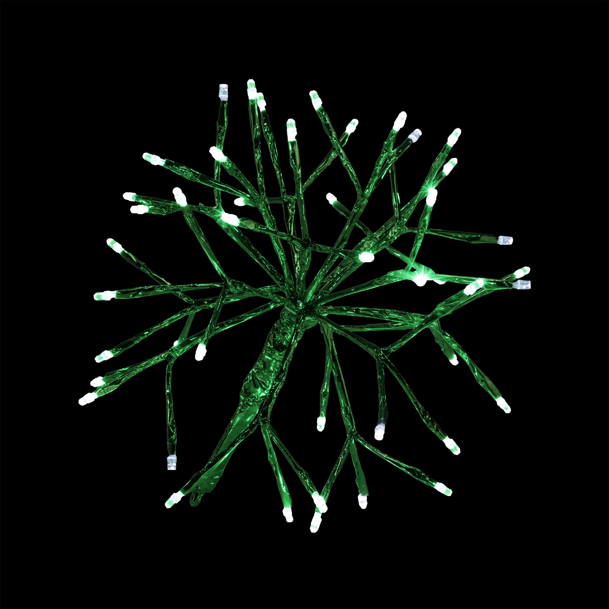 Indoor Holiday 3D Snowflake Hanging Ornament with LED Lights, 10", Green, White