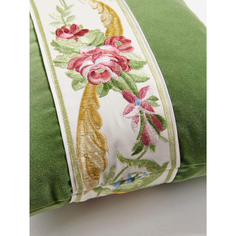 The MET x The House of Scalamandre Reine/Linley Lumbar Pillow, Multi Bloom/Seamist
