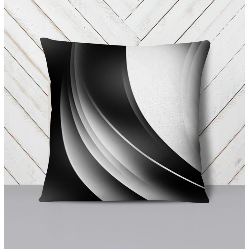 Throw Pillow With Insert, Black/White Striped 2, 18"H x 18"W