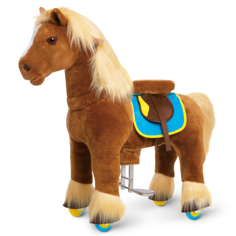 Cheval d'équitation brun modèle X, H 35 po x l 15,4 po x P 34,6 po