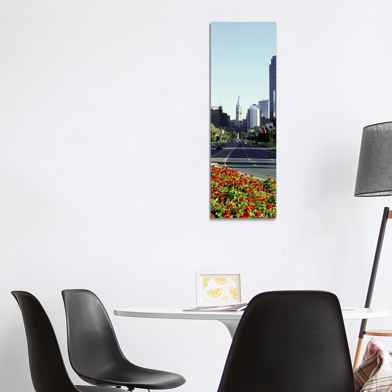 Buildings In A City, Benjamin Franklin Parkway, Philadelphia, Pennsylvania, USA - Wrapped Canvas Panoramic Print