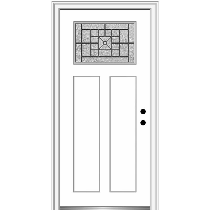 Courtyard Unfinished Fibreglass Prehung Front Entry Door, 80" H x 32" W x 1.75" D, Left Hand/Inswing