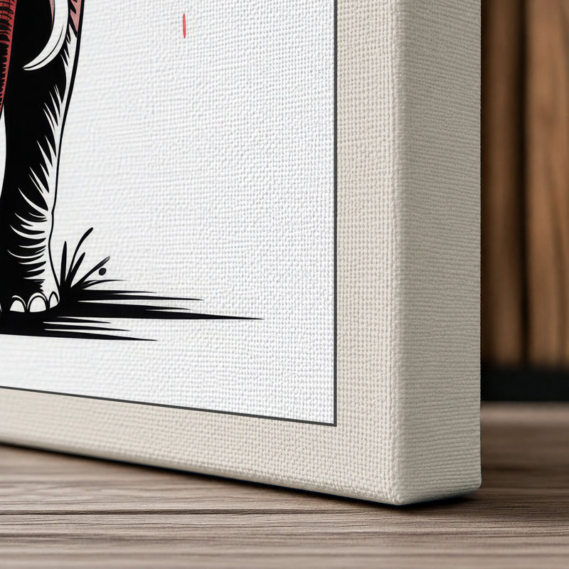 Elephant at Sunrise Modern - Wrapped Canvas, 18x12 - 45.7 x 30.5 cm, Cream Border
