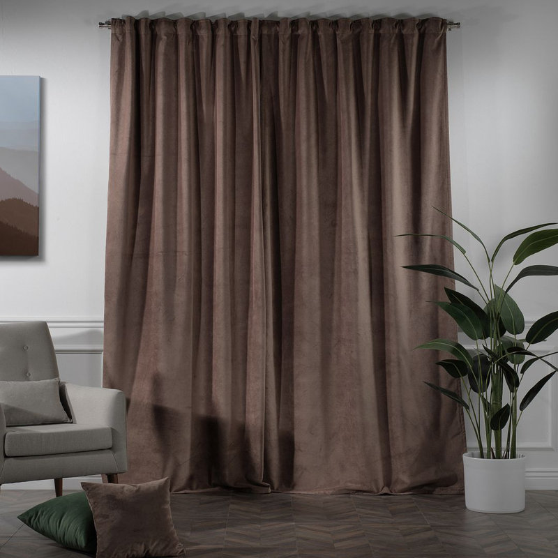 Blackout Single Curtain Panel, 130cm Width x 450cm Drop, Raspberry Glace
