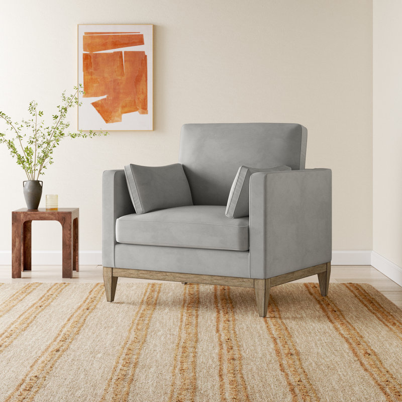 Fauteuil Pera, Velours gris opale