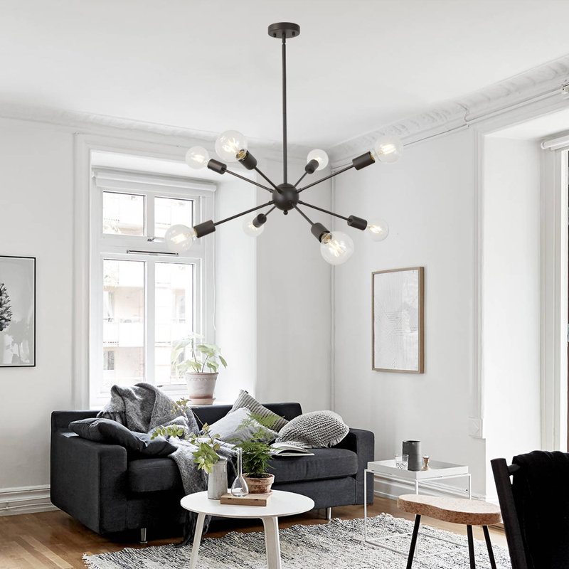 Lustre sphérique spoutnik 8 lumières Davit, Bronze huilé