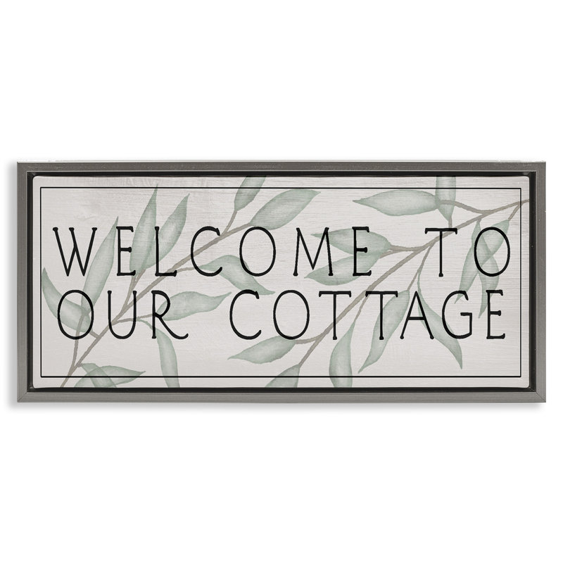 Cadre flottant Rustic Cottage Welcome, design par Lil 'Rue, H 14 po x l 31 po, Cadre flottant gris lustré