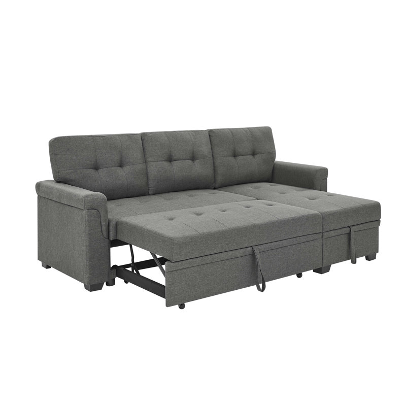 86'' Upholstered Pull-Out Sofa Bed, Gray