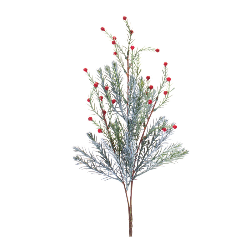 Red and Green Artificial Pine Spray Set with Pinecones