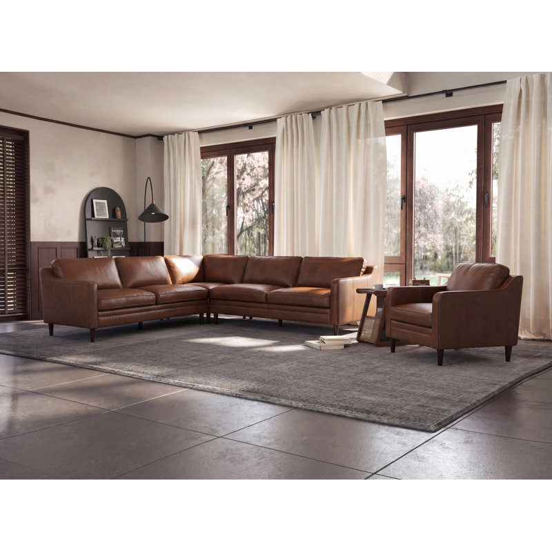 Ashtabula Genuine Leather Sectional Sofa & Chair&ottoman