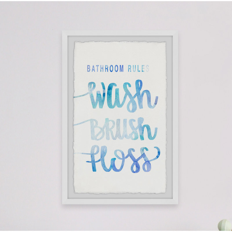 Beautiful Bathroom Rules 1 Piece Single Picture Frame Wall Art, 30cm H x 20cm W x 3.81cm D