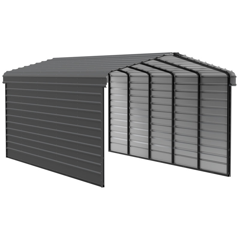 12' x 24' Charcoal Steel Carport Kit with Enclosure
