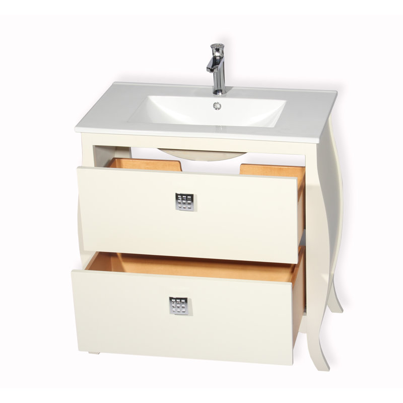 Rosato 32'' Single Bathroom Vanity with Ceramic Top, Ivory