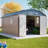 10X12 FT Gray Outdoor Storage Shed, Heavy Duty Rust-Resistant Steel Tool Shed With Floor Frame Kit-123375720