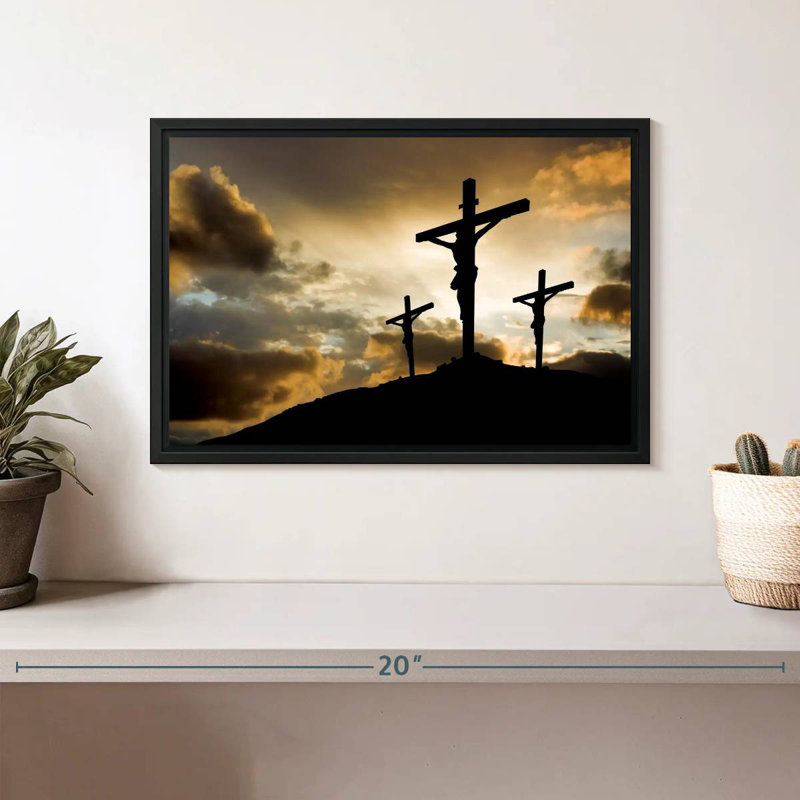 Croix au calvaire, Cadre flottant noir, 13 po x 9 po