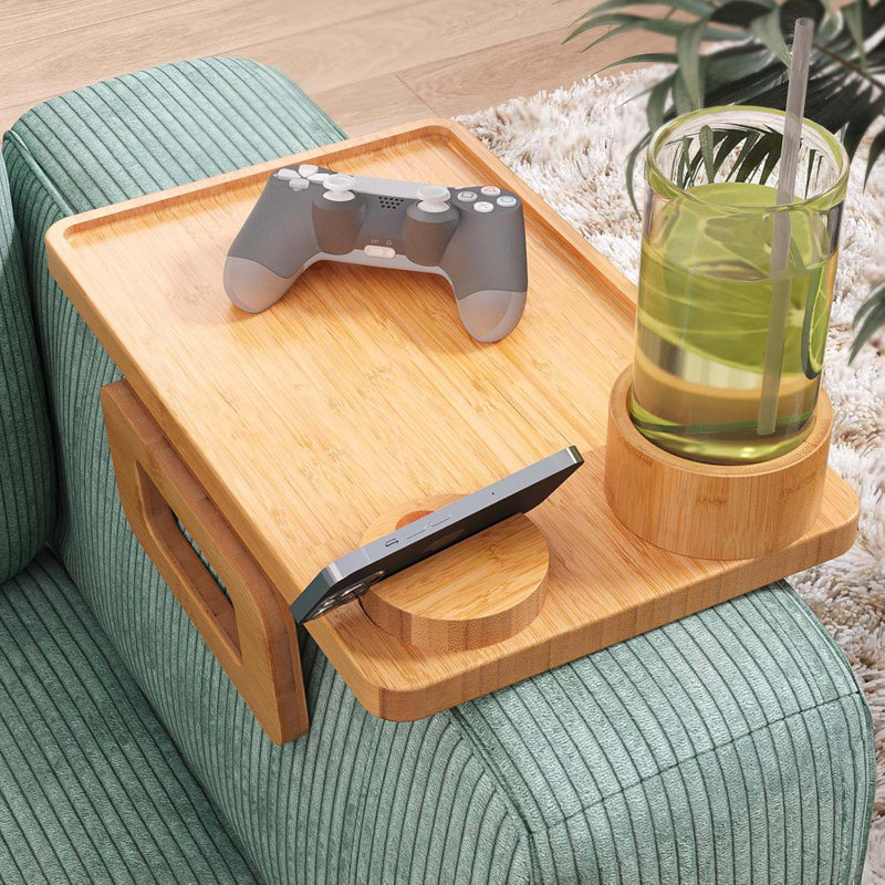 Couch Arm Tray,Bamboo Folding Sofa Tray,Sofa Armrest Trays Couch Arm Table Clip-On Desk