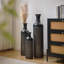 Ensemble de 3 vases décoratifs en métal, grands vases de sol noirs à motif texturé pour une décoration intérieure moderne, vases à fleurs pour le salon (32,68, 25,98, 19,69 pouces)