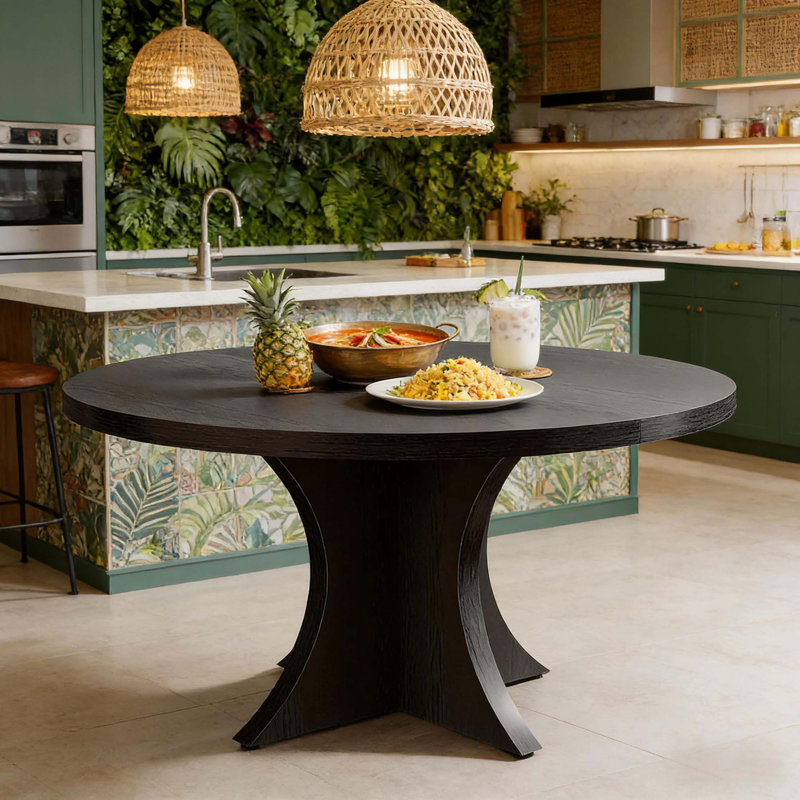 Table basse en bois, table de cuisine, table de salle à manger ronde