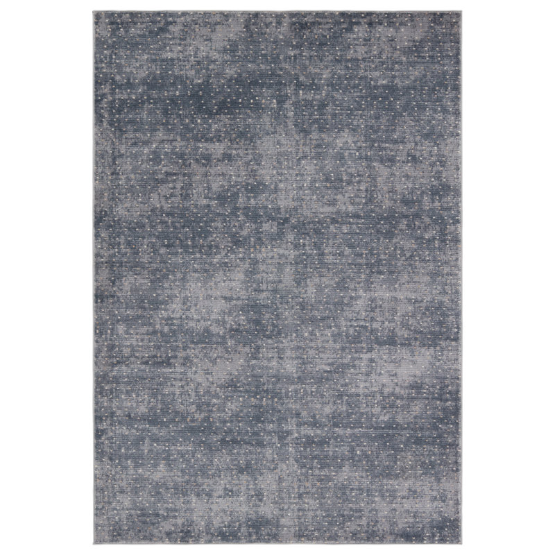 Tapis tissé à la machine abstrait bleu / crème, Rectangle 7 pi 10 po x 10 pi
