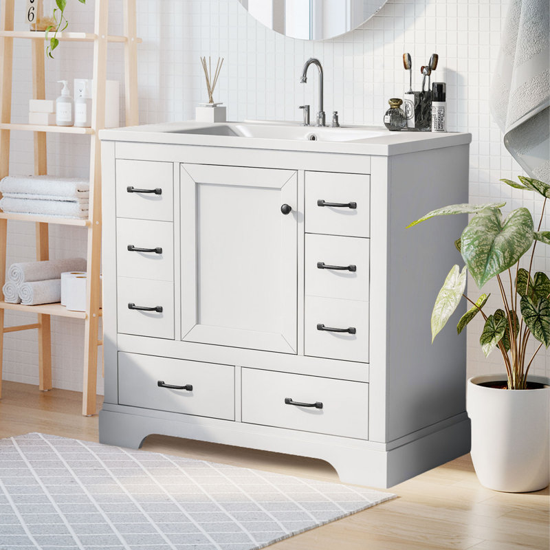 Kweon 36'' Single Bathroom Vanity with Ceramic Top