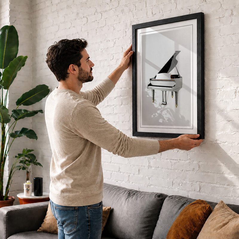 Grand Piano Elegance Modern - Framed Print, Walnut, A1 - 84.1 x 59.4 cm