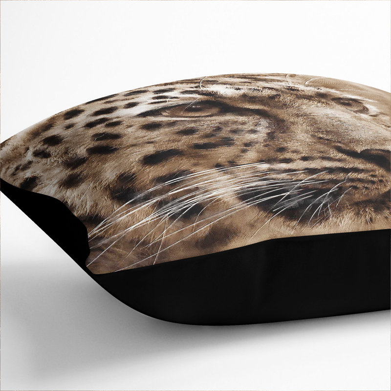 Leopard Vol.3 Square Throw Cushion, Black, 40cm H x 40cm W x 15cm D